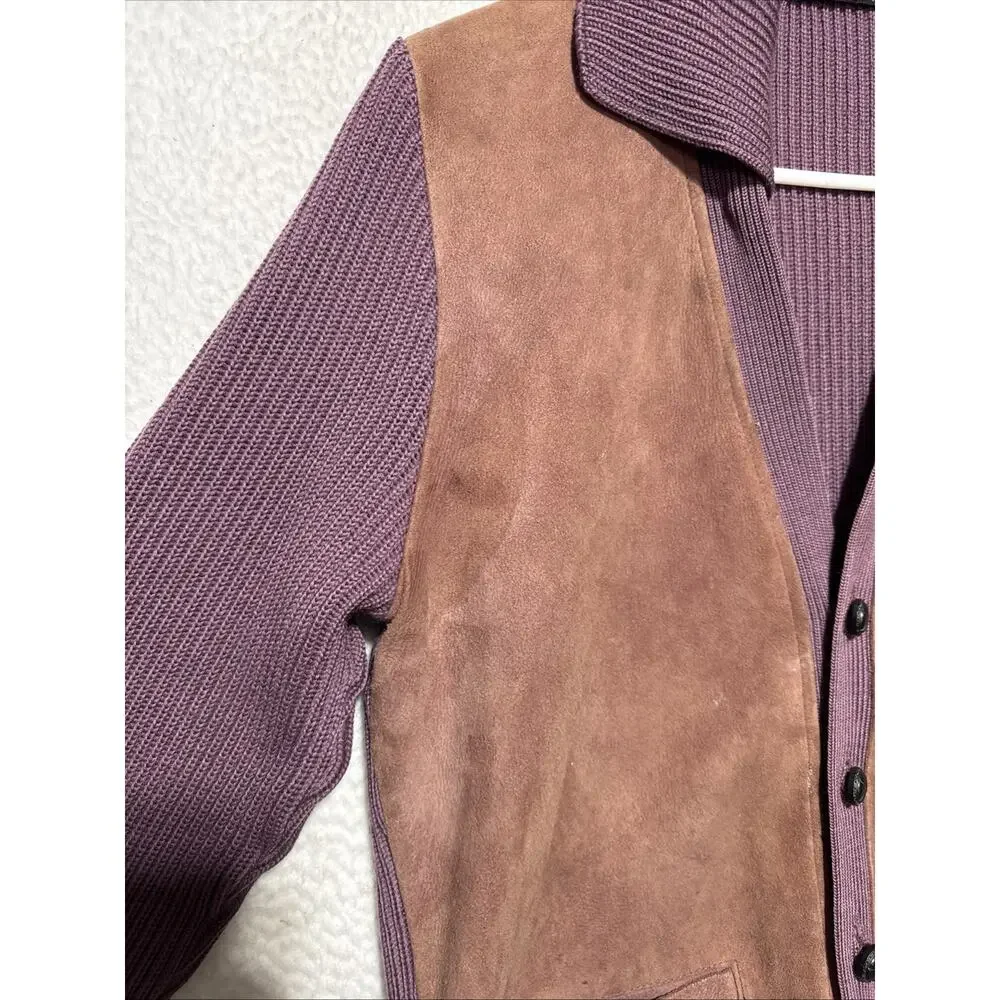 VTG 60’s Glenhusky Scotland Wool Suede Grandpa Cardigan Sweater L Cabincore